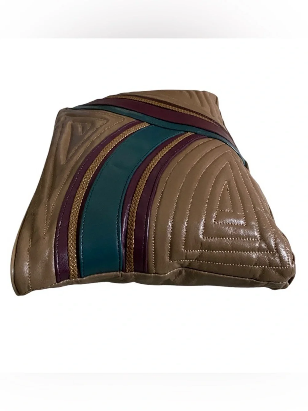 Vintage genuine leather multicolor clutch